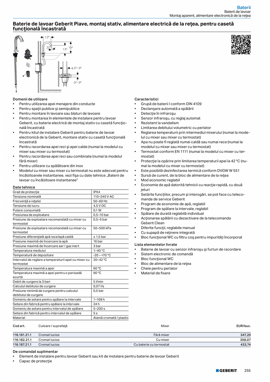 Pagina 254-Catalog GEBERIT - Sisteme sanitare - 2022  Catalog, brosura Romana Domenii de utilizare
• Pentru...