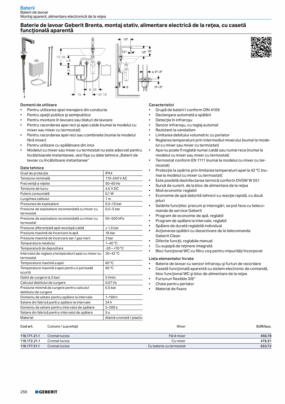 Pagina 255-Catalog GEBERIT - Sisteme sanitare - 2022  Catalog, brosura Romana ă și tastă: cromat, lustruit, ...