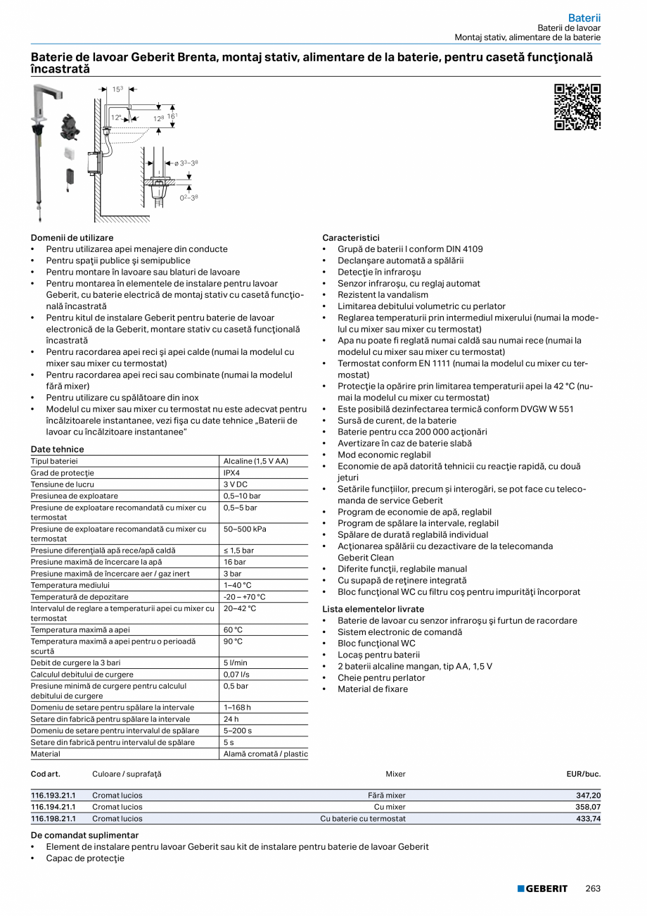 Pagina 262-Catalog GEBERIT - Sisteme sanitare - 2022  Catalog, brosura Romana serţie pentru batonul de...