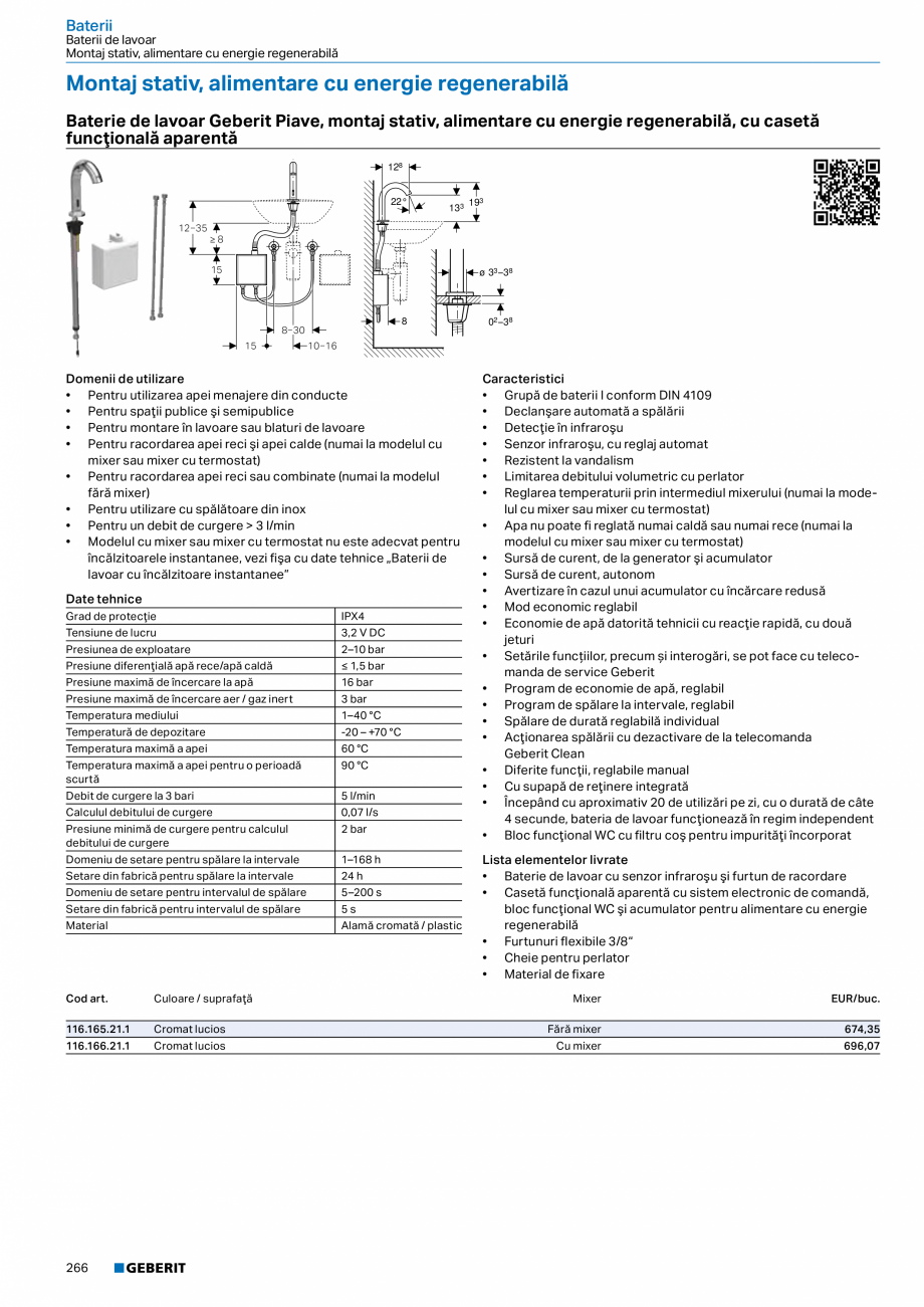 Pagina 265-Catalog GEBERIT - Sisteme sanitare - 2022  Catalog, brosura Romana uoFresh cu declanşare automată,...