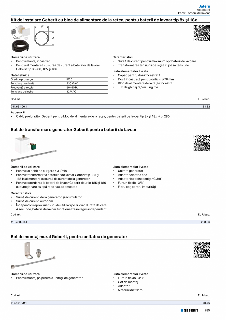 Pagina 284-Catalog GEBERIT - Sisteme sanitare - 2022  Catalog, brosura Romana menii de utilizare
• Pentru...