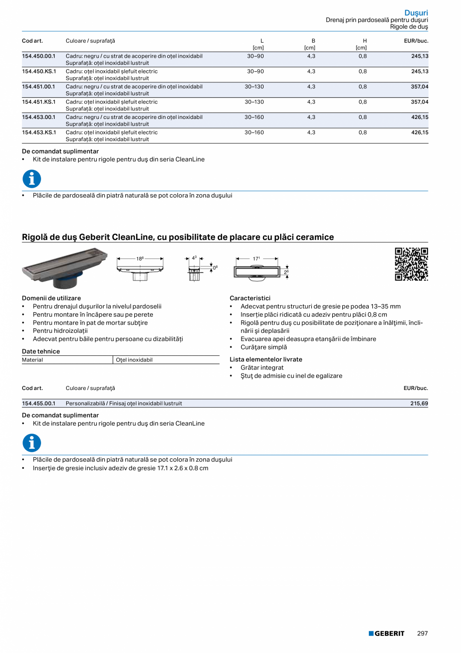 Pagina 296-Catalog GEBERIT - Sisteme sanitare - 2022  Catalog, brosura Romana cute, cu posibilitate de...