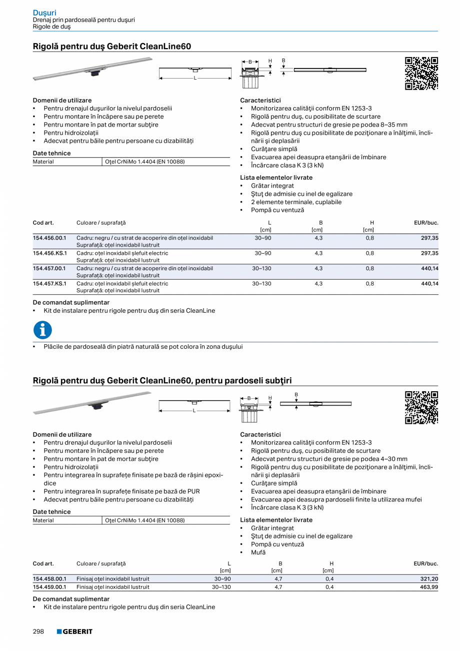 Pagina 297-Catalog GEBERIT - Sisteme sanitare - 2022  Catalog, brosura Romana riză de racordare combinată...