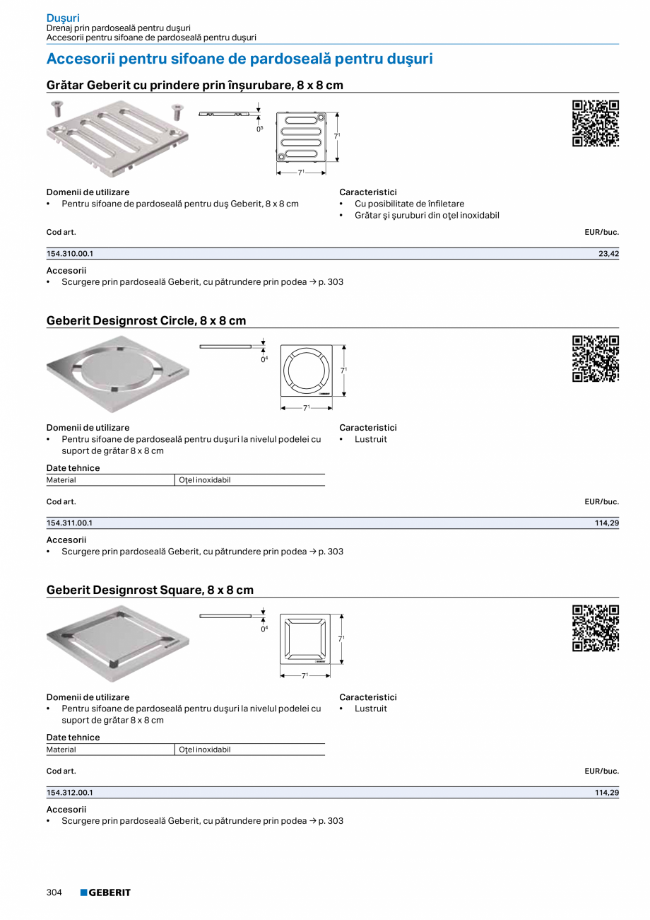 Pagina 303-Catalog GEBERIT - Sisteme sanitare - 2022  Catalog, brosura Romana c, reglaj rapid fără unelte
...