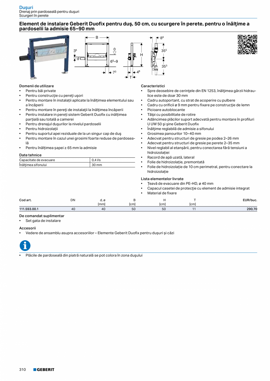 Pagina 309-Catalog GEBERIT - Sisteme sanitare - 2022  Catalog, brosura Romana  la nivelul suprafeţei, cu ramă...