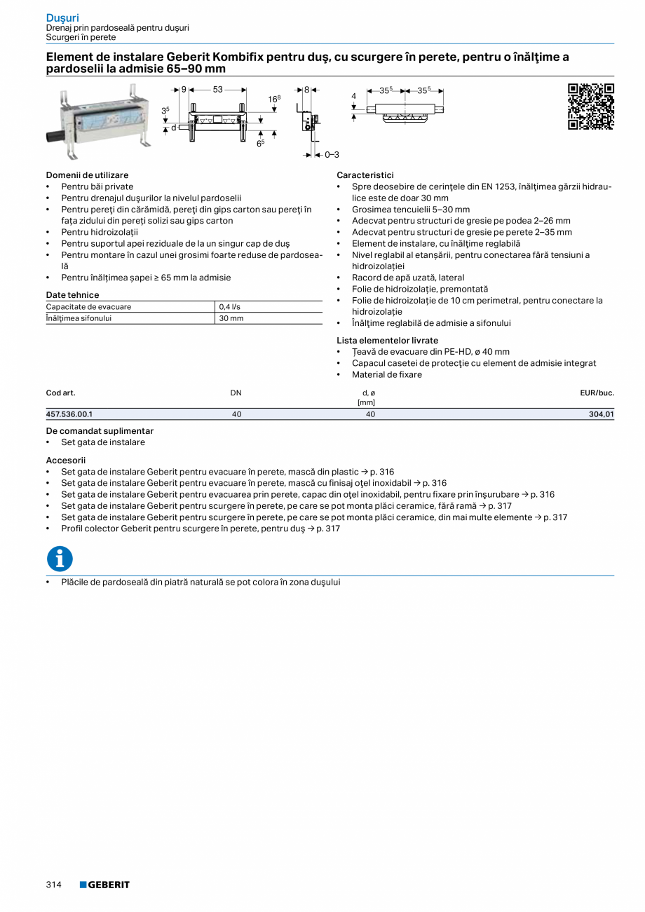 Pagina 313-Catalog GEBERIT - Sisteme sanitare - 2022  Catalog, brosura Romana e acţionare Geberit Delta20,...