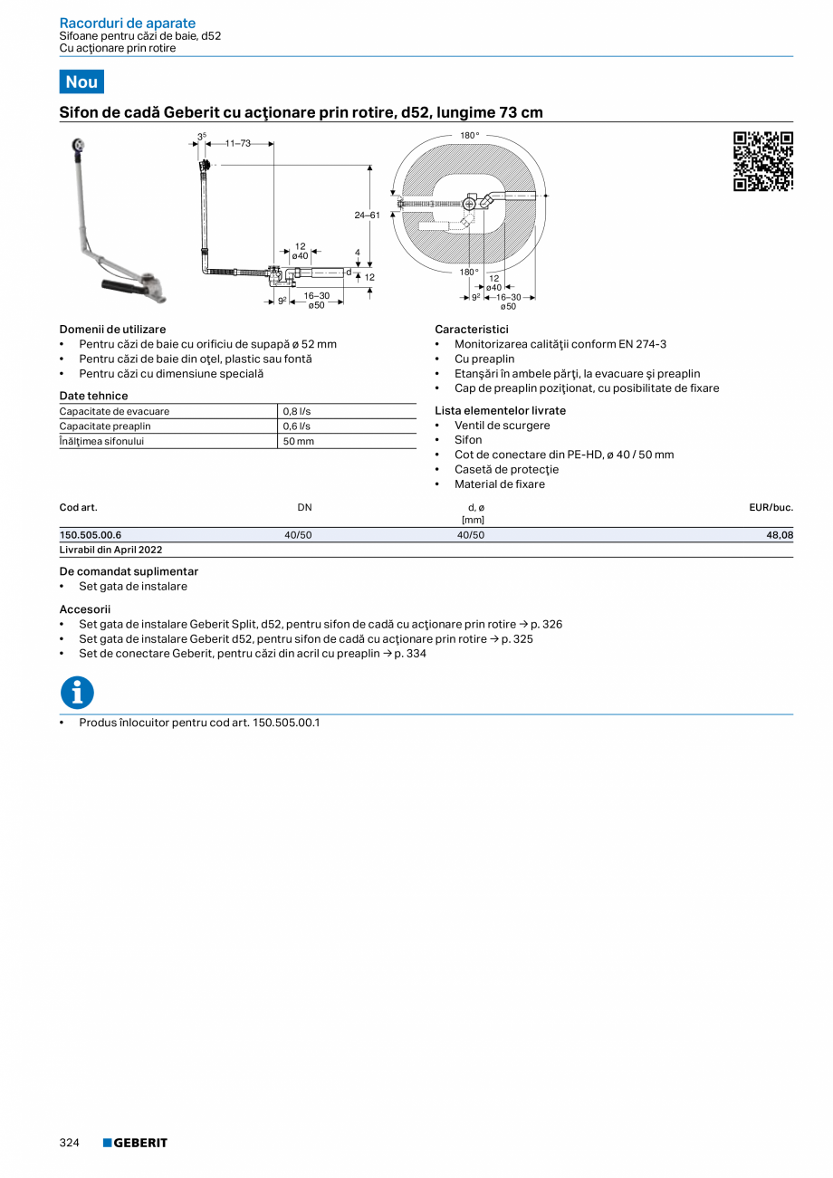 Pagina 323-Catalog GEBERIT - Sisteme sanitare - 2022  Catalog, brosura Romana omandă a spălării pentru WC cu...