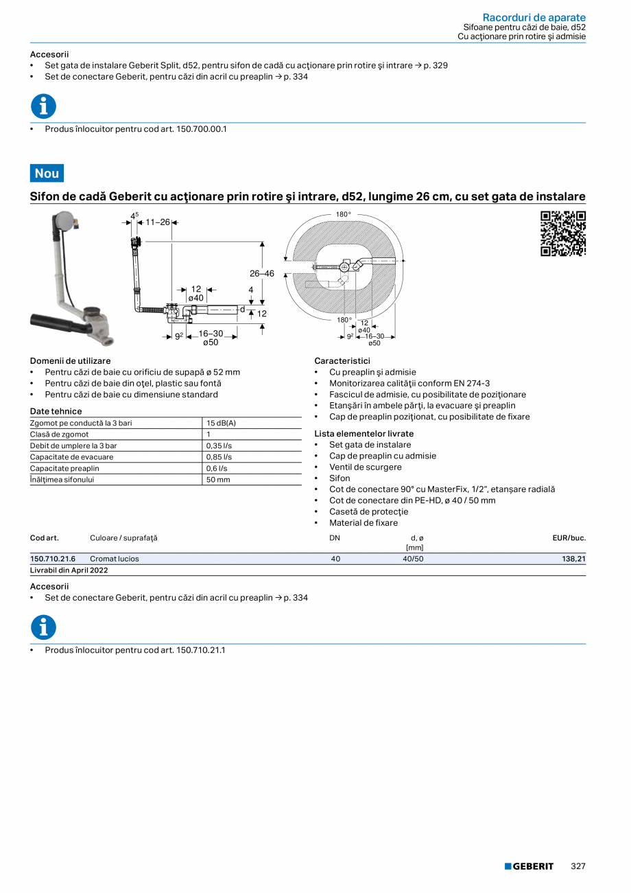Pagina 326-Catalog GEBERIT - Sisteme sanitare - 2022  Catalog, brosura Romana de alimentare de la reţea
116...