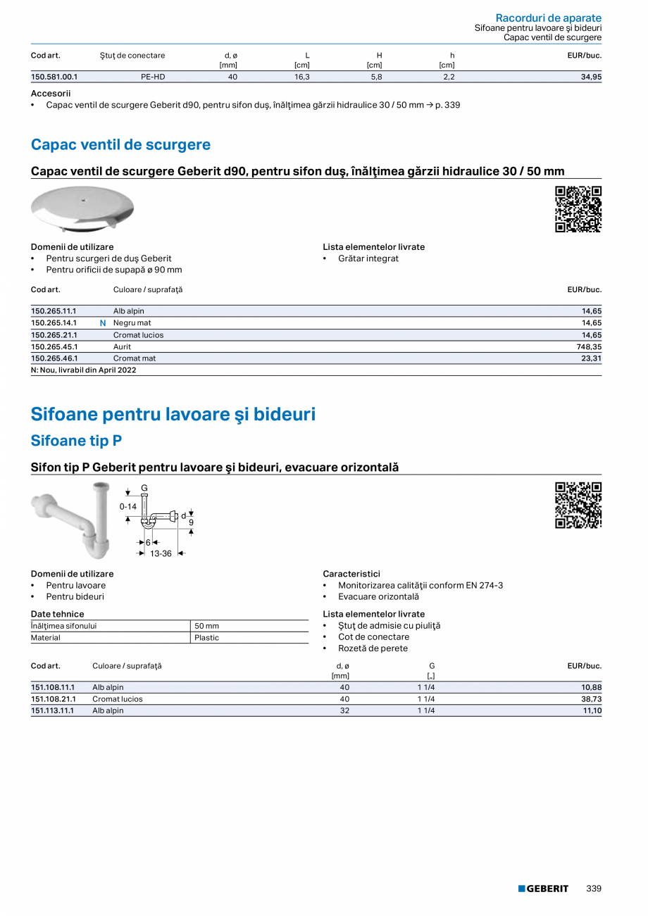 Pagina 338-Catalog GEBERIT - Sisteme sanitare - 2022  Catalog, brosura Romana 
incorecte
• Detecție în...