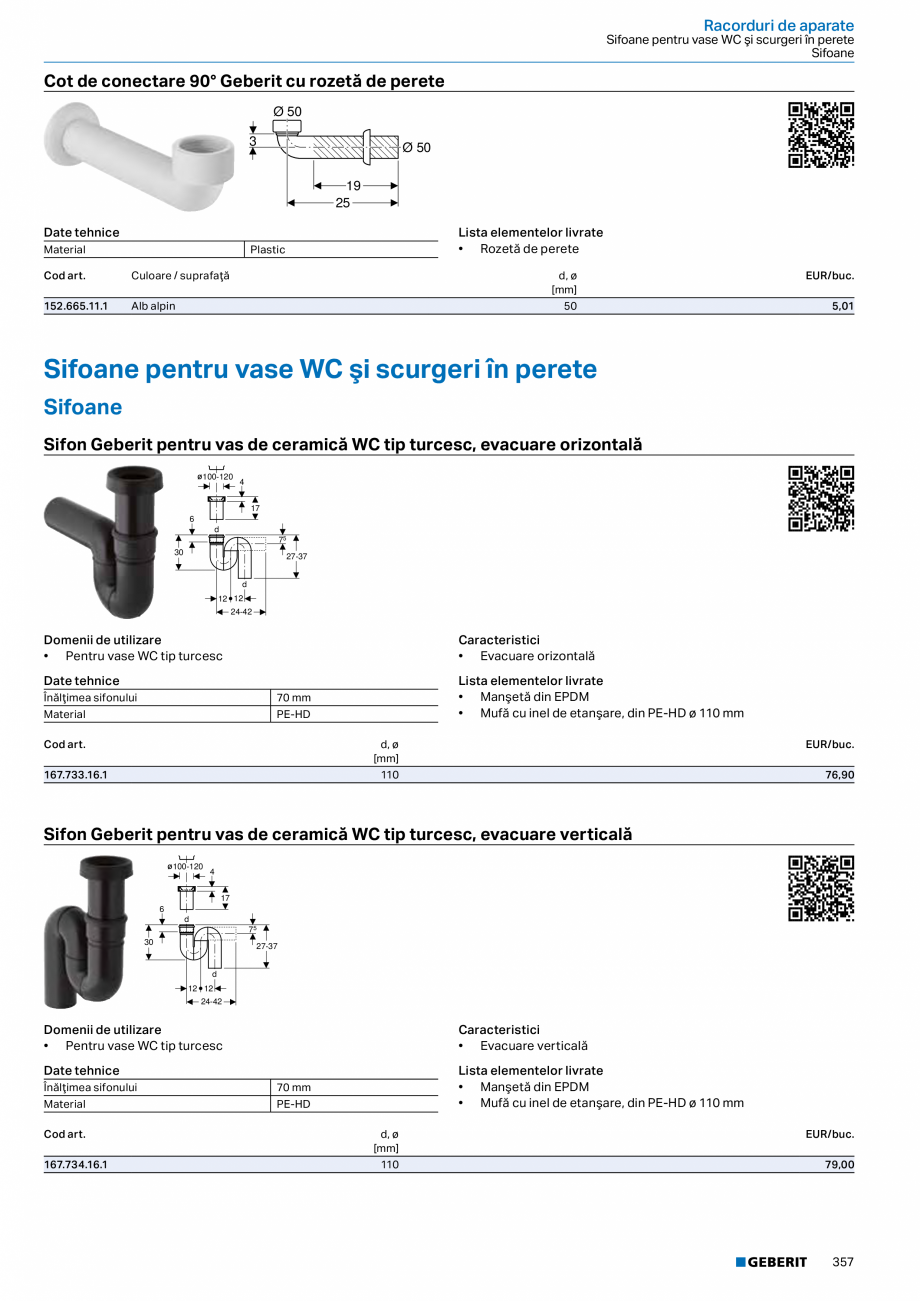 Pagina 356-Catalog GEBERIT - Sisteme sanitare - 2022  Catalog, brosura Romana  tensiune joasă de 12 V CC
•...