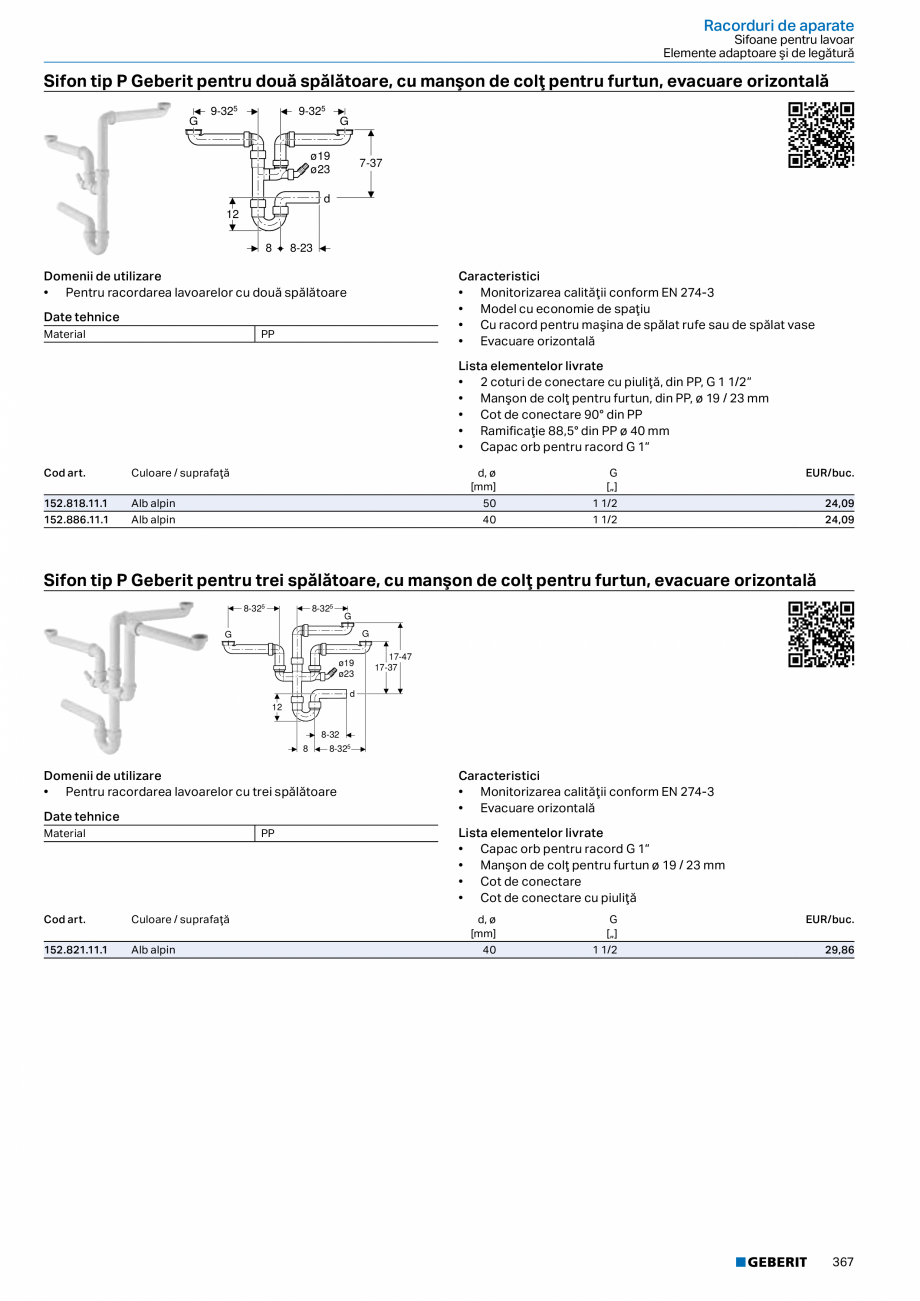 Pagina 366-Catalog GEBERIT - Sisteme sanitare - 2022  Catalog, brosura Romana aracteristici
• Acționarea...