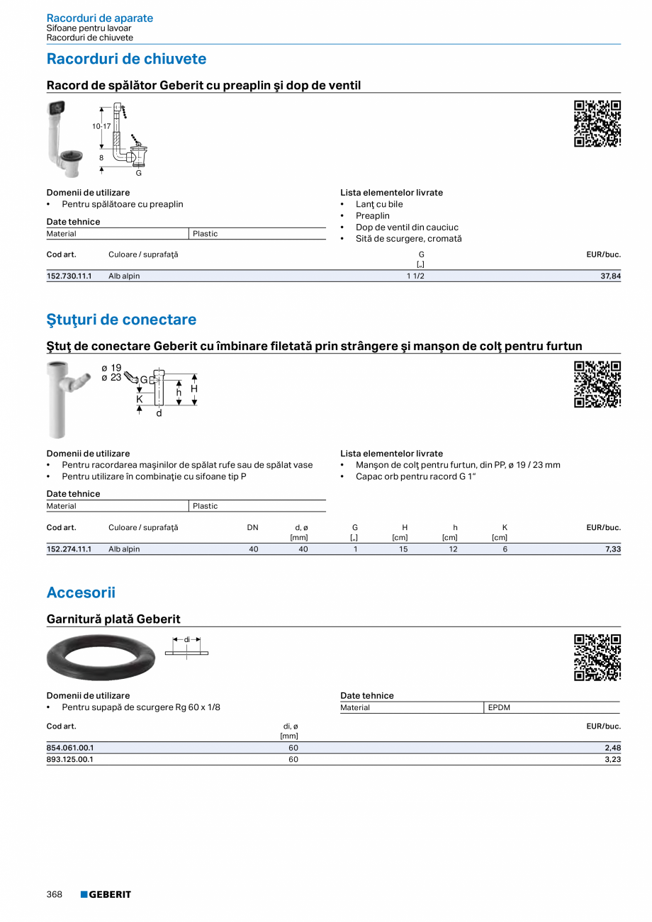 Pagina 367-Catalog GEBERIT - Sisteme sanitare - 2022  Catalog, brosura Romana de ridicare, silenţios
•...