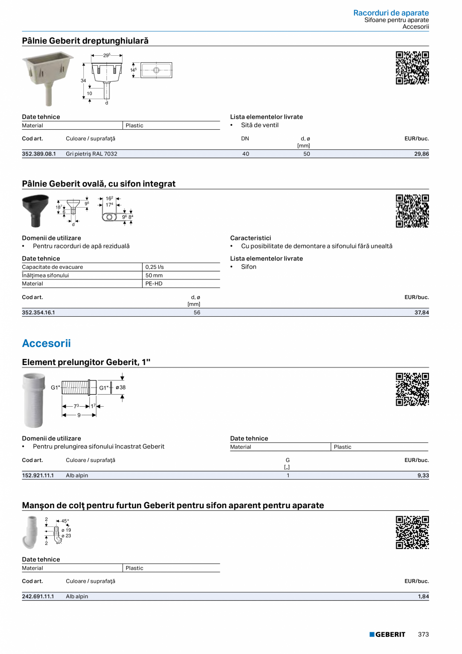 Pagina 372-Catalog GEBERIT - Sisteme sanitare - 2022  Catalog, brosura Romana Neadecvat pentru utilizare cu...