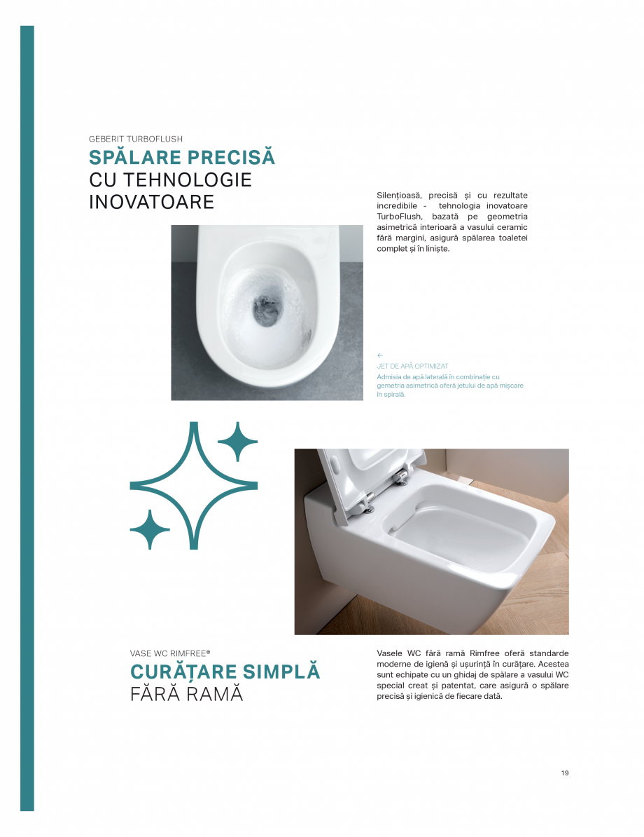 Pagina 15-Catalog GEBERIT - Colectii de baie - 2022  Catalog, brosura Romana Ă
FĂRĂ RAMĂ

Vasele WC fără...