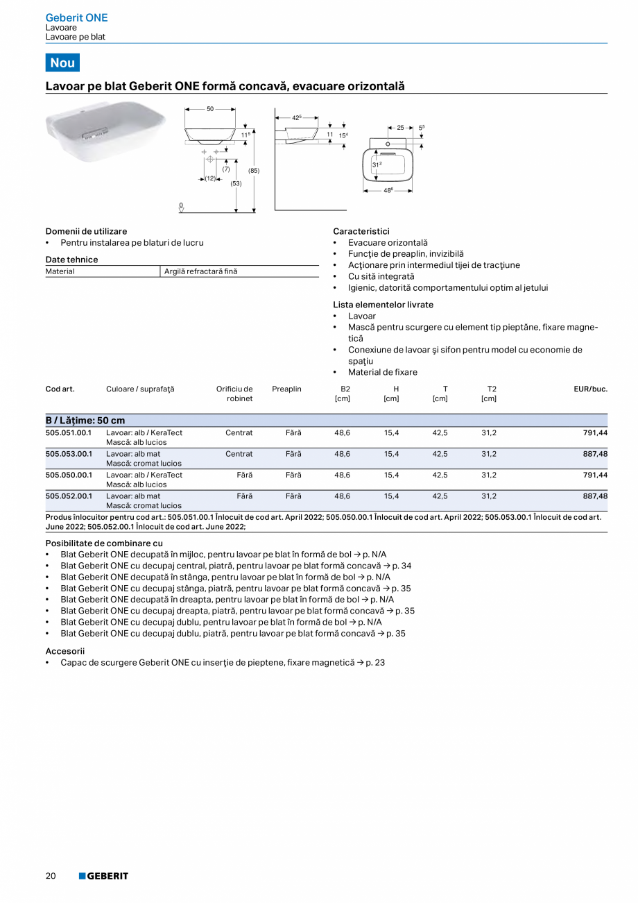 Pagina 18-Catalog GEBERIT - Colectii 2022-2023  Catalog, brosura Romana ntermediul tijei de tracţiune
• Cu ...