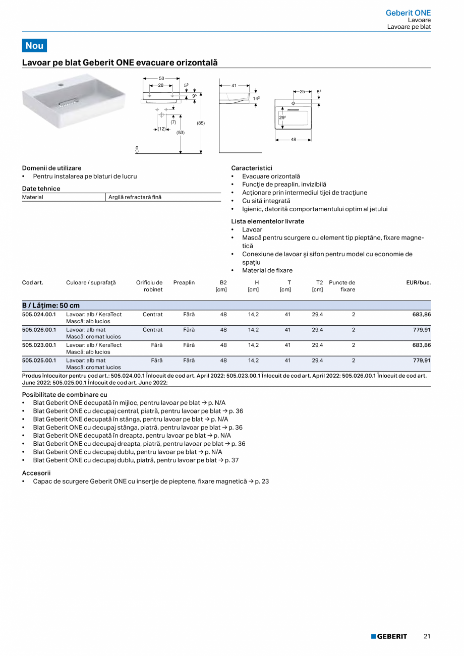 Pagina 19-Catalog GEBERIT - Colectii 2022-2023  Catalog, brosura Romana cesorii
• Capac de scurgere Geberit ...