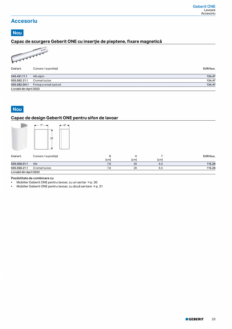 Pagina 21-Catalog GEBERIT - Colectii 2022-2023  Catalog, brosura Romana comandat suplimentar
• Conexiune de ...