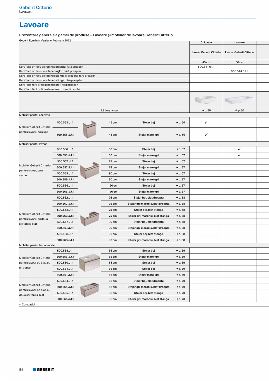Pagina 44-Catalog GEBERIT - Colectii 2022-2023  Catalog, brosura Romana aj dublu, piatră, pentru lavoar pe...