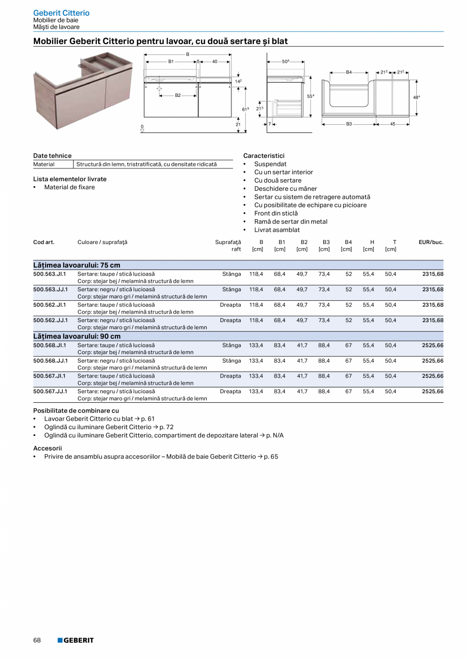 Pagina 56-Catalog GEBERIT - Colectii 2022-2023  Catalog, brosura Romana  ONE formă concavă, evacuare...