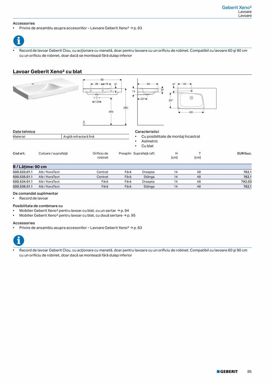 Pagina 73-Catalog GEBERIT - Colectii 2022-2023  Catalog, brosura Romana nare cu
• Lavoar pe blat Geberit ONE...