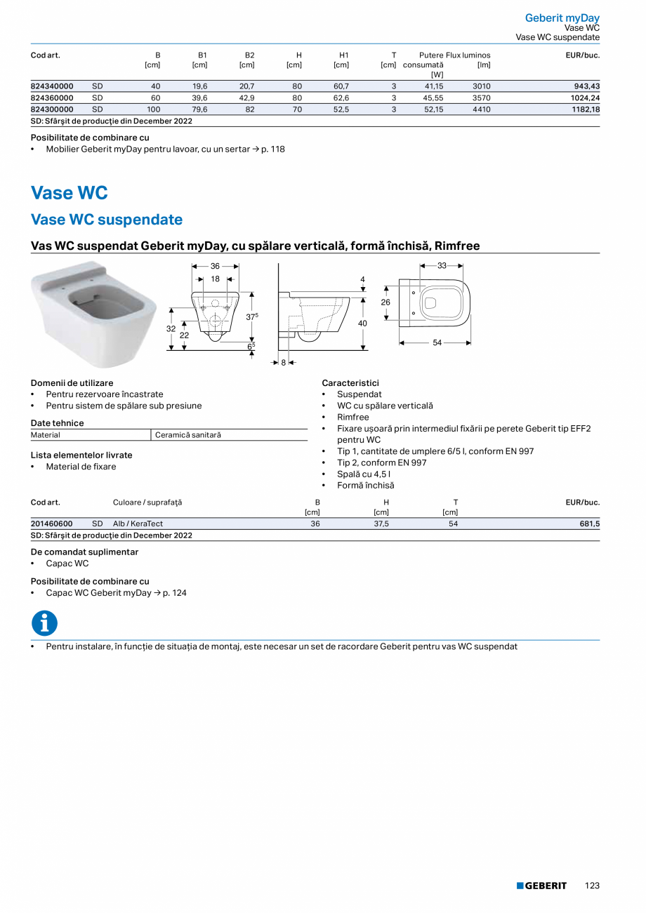 Pagina 111-Catalog GEBERIT - Colectii 2022-2023  Catalog, brosura Romana at

Lavoar Geberit Citterio cu blat
...
