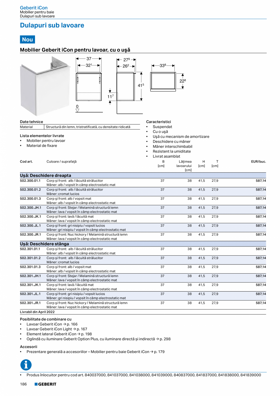 Pagina 174-Catalog GEBERIT - Colectii 2022-2023  Catalog, brosura Romana ate de combinare cu
• Lavoar...