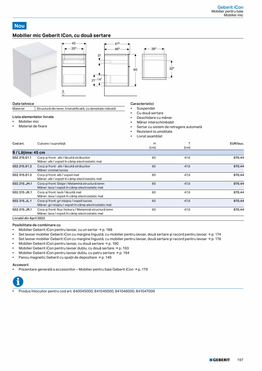 Pagina 185-Catalog GEBERIT - Colectii 2022-2023  Catalog, brosura Romana  . 118
Mobilier mic  .  .  .  .  .  . ...