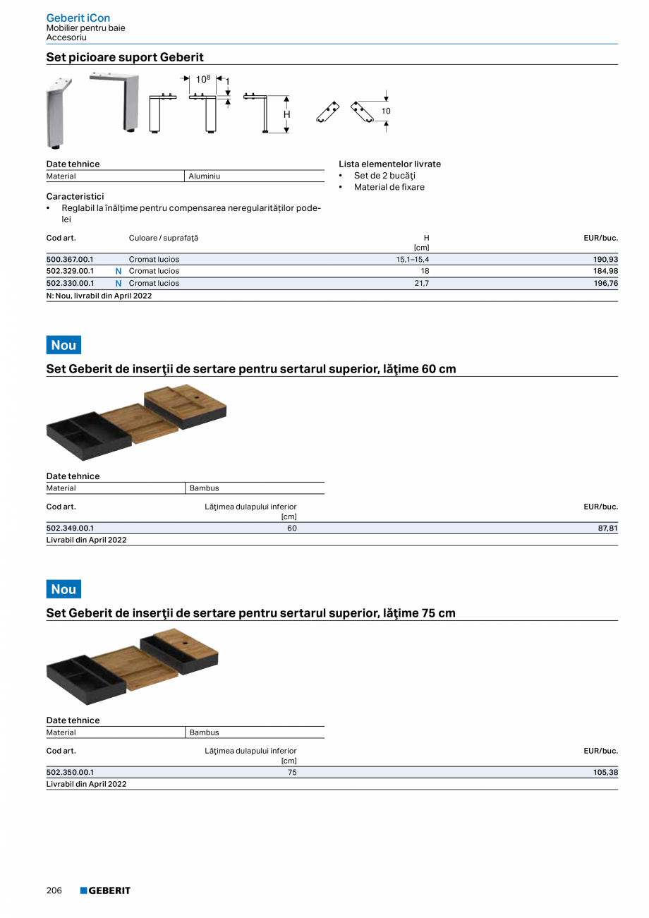 Pagina 194-Catalog GEBERIT - Colectii 2022-2023  Catalog, brosura Romana e combinare cu
• Mobilier Geberit...