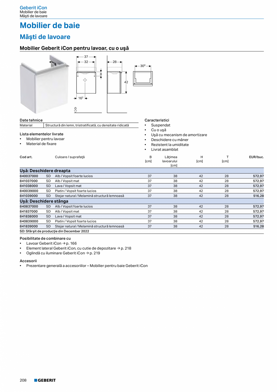 Pagina 196-Catalog GEBERIT - Colectii 2022-2023  Catalog, brosura Romana  prosop Geberit pentru mobilier
baie, ...