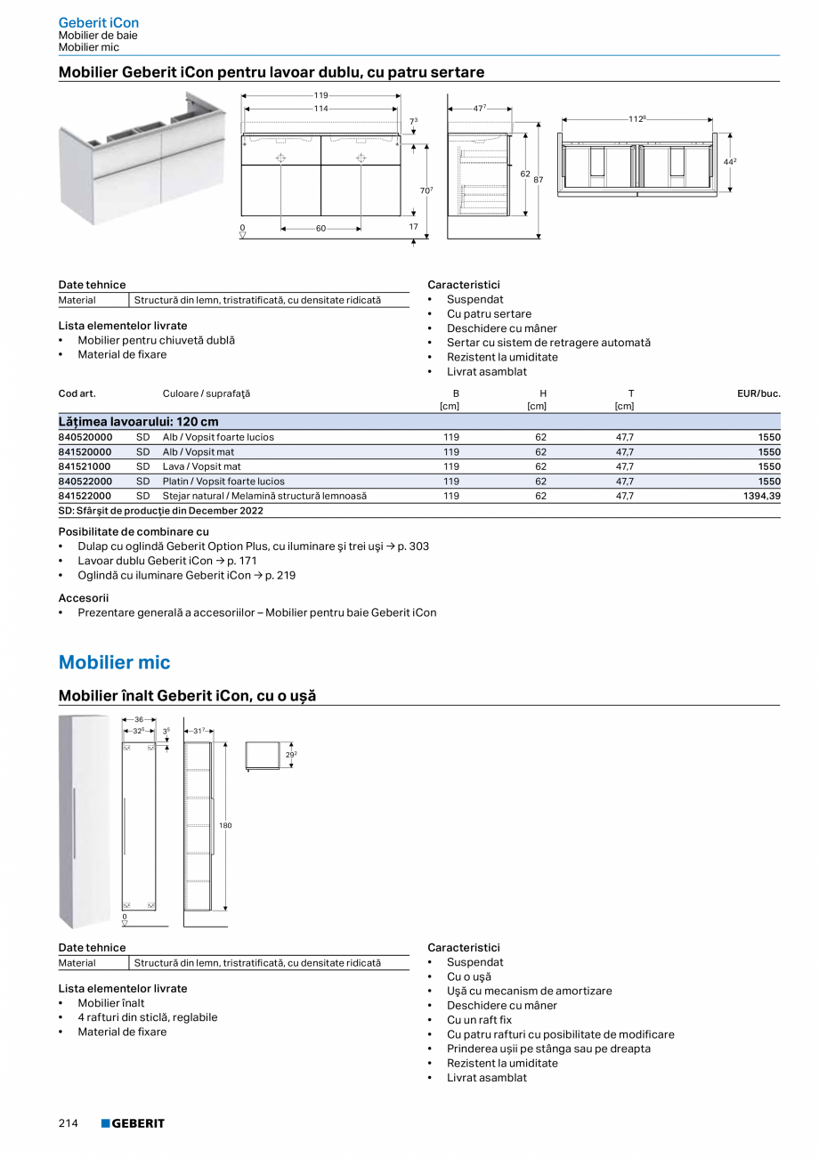 Pagina 202-Catalog GEBERIT - Colectii 2022-2023  Catalog, brosura Romana Putere Flux luminos
[cm] consumată...
