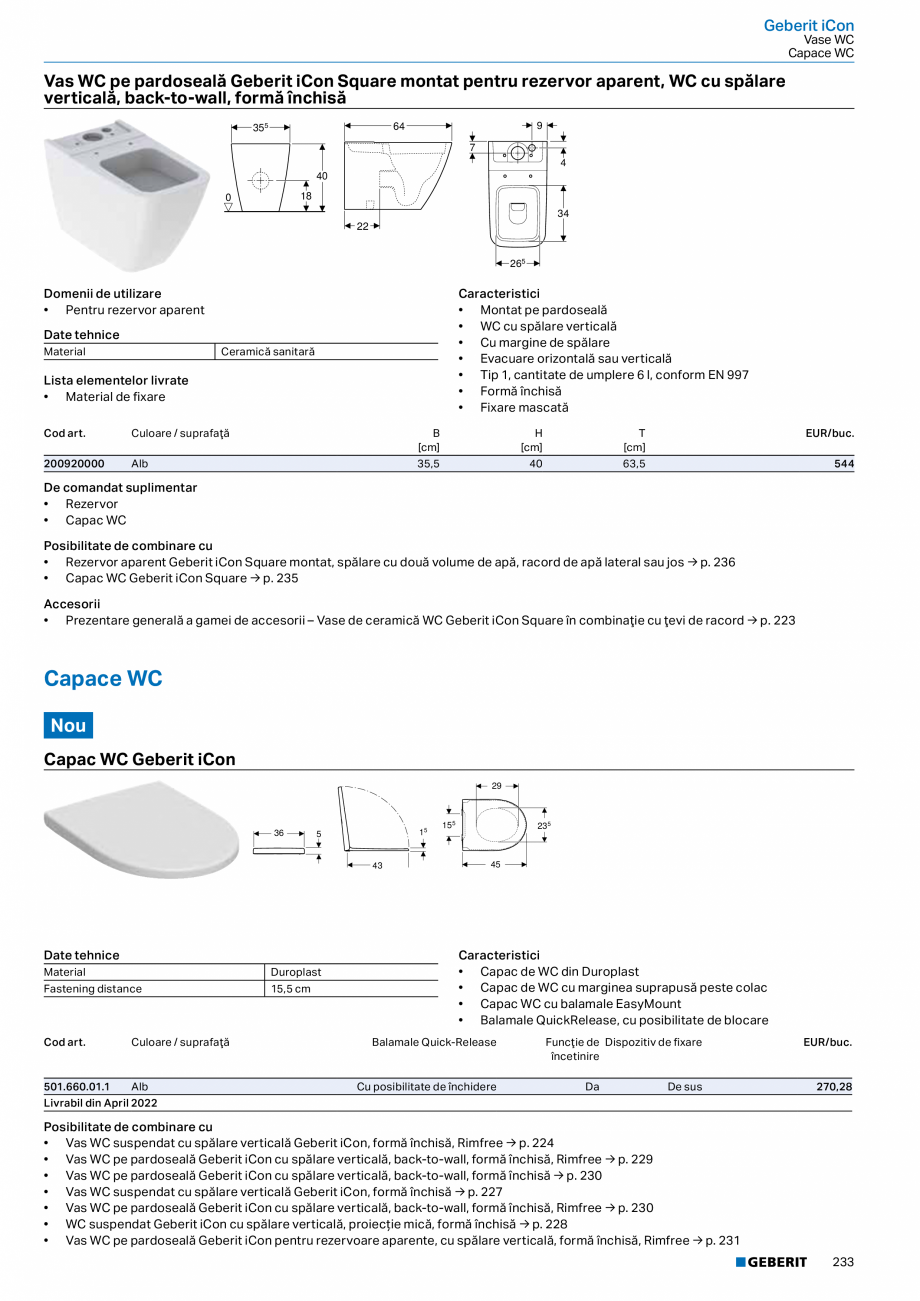Pagina 221-Catalog GEBERIT - Colectii 2022-2023  Catalog, brosura Romana  de combinare cu
• Mobilier Geberit ...