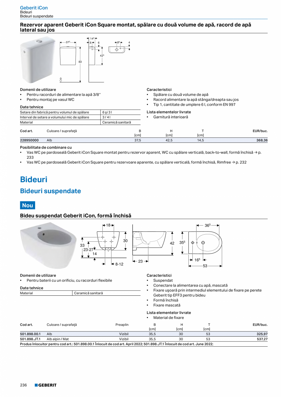 Pagina 224-Catalog GEBERIT - Colectii 2022-2023  Catalog, brosura Romana ntru instalarea pe dulapuri de lavoare...