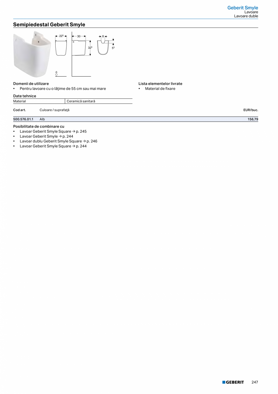 Pagina 235-Catalog GEBERIT - Colectii 2022-2023  Catalog, brosura Romana va / vopsit mat
Sertare: lava / stică...