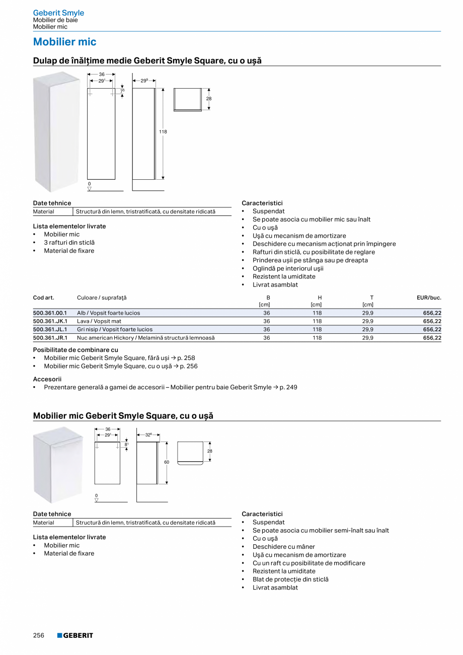 Pagina 244-Catalog GEBERIT - Colectii 2022-2023  Catalog, brosura Romana elementelor livrate
• Mobilier mic...