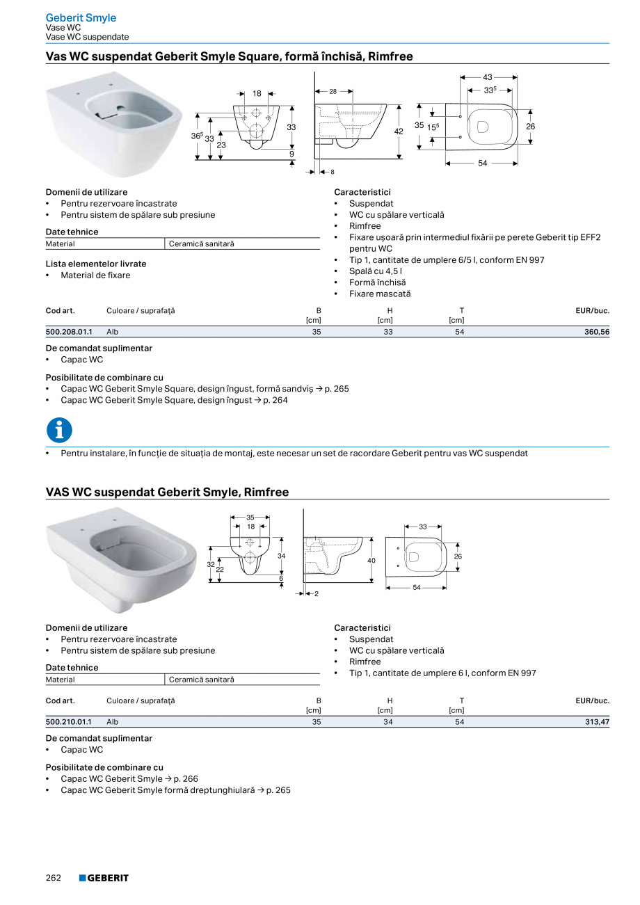 Pagina 250-Catalog GEBERIT - Colectii 2022-2023  Catalog, brosura Romana bilier mic Geberit iCon, cu două...