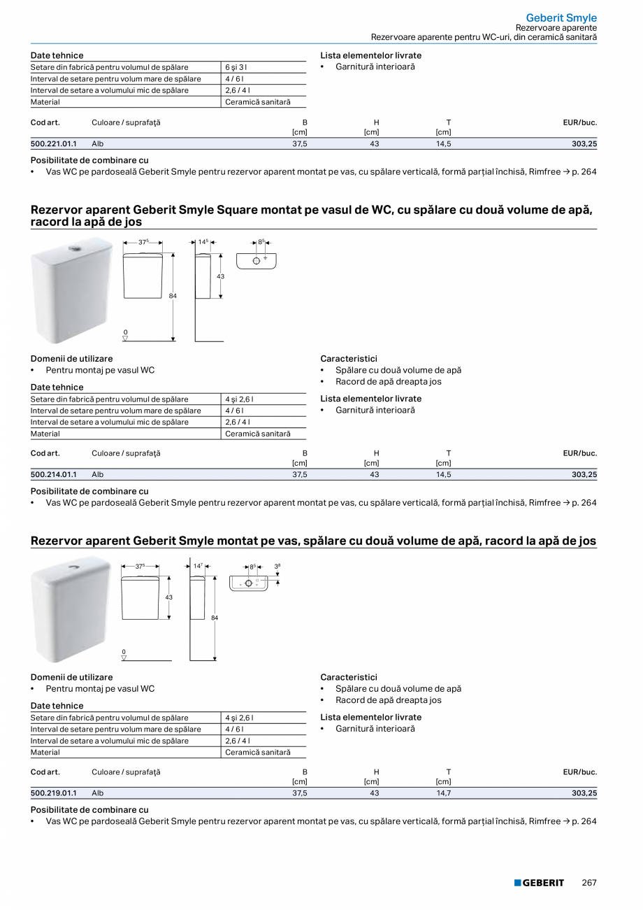 Pagina 255-Catalog GEBERIT - Colectii 2022-2023  Catalog, brosura Romana ete Geberit tip EFF2
pentru bideu
• ...