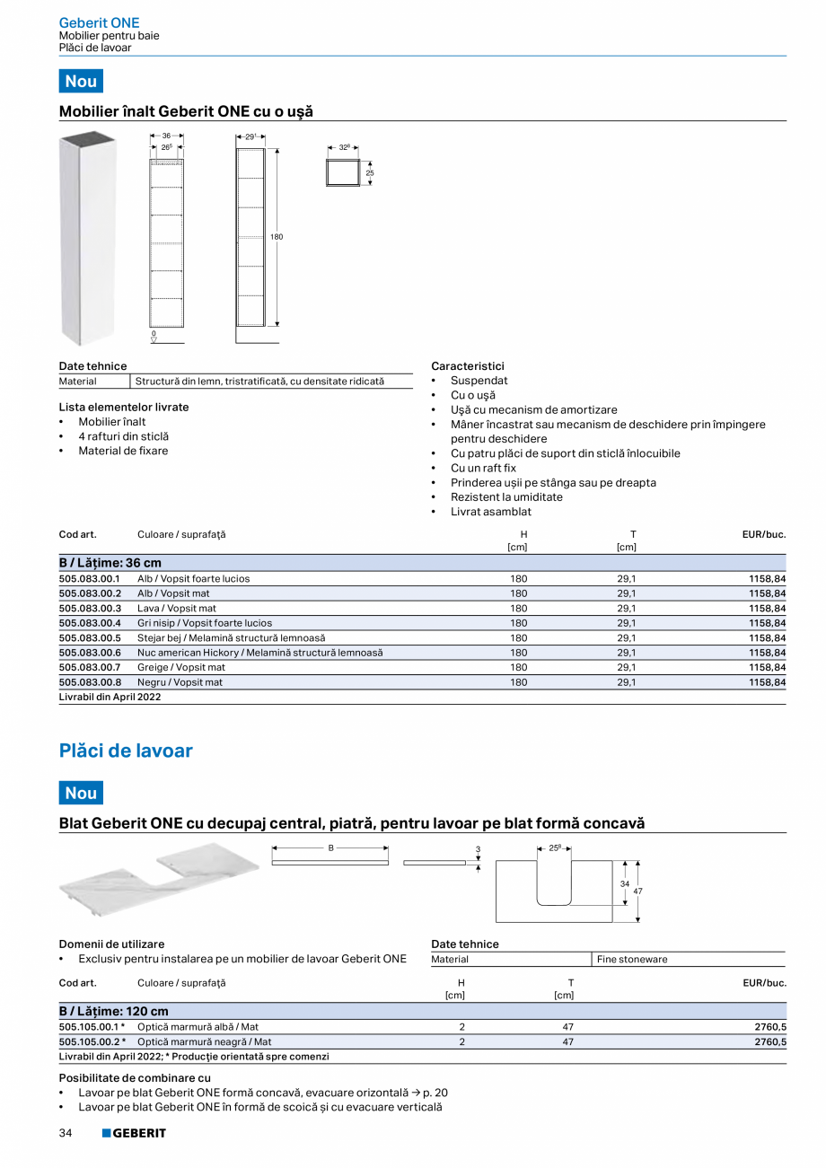 Pagina 296-Catalog GEBERIT - Colectii 2022-2023  Catalog, brosura Romana os
Lavoar: alb
Corp şi front: alb /...
