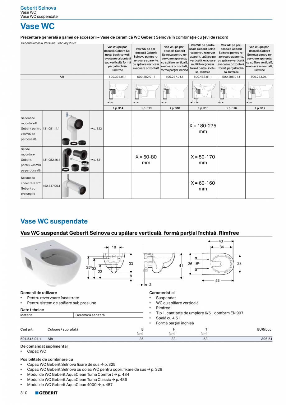 Pagina 308-Catalog GEBERIT - Colectii 2022-2023  Catalog, brosura Romana 01.1 502.361.01.1 502.362.01.1
502.330...