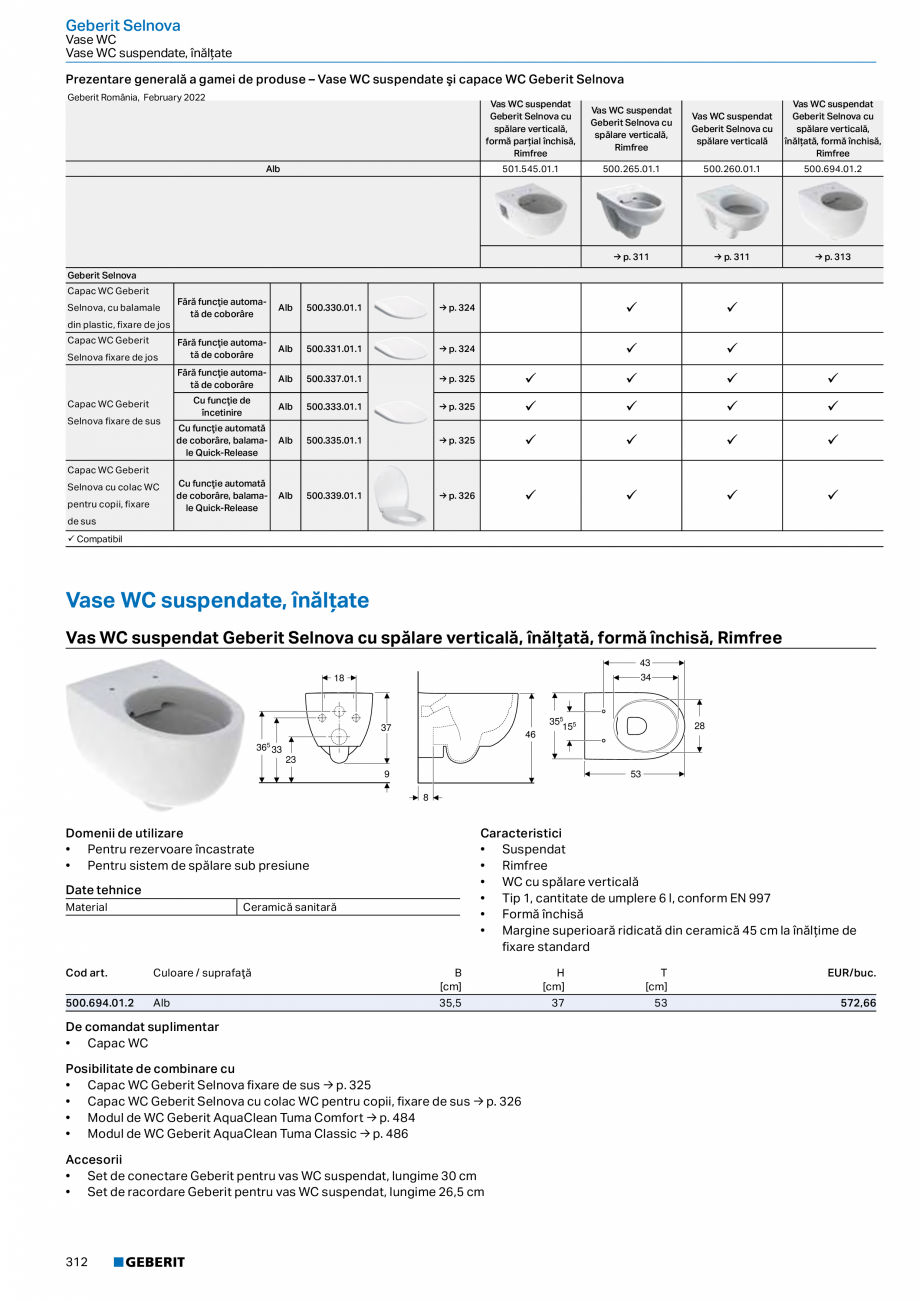 Pagina 311-Catalog GEBERIT - Colectii 2022-2023  Catalog, brosura Romana Mobilier pentru lavoar dublu
Lăţime ...