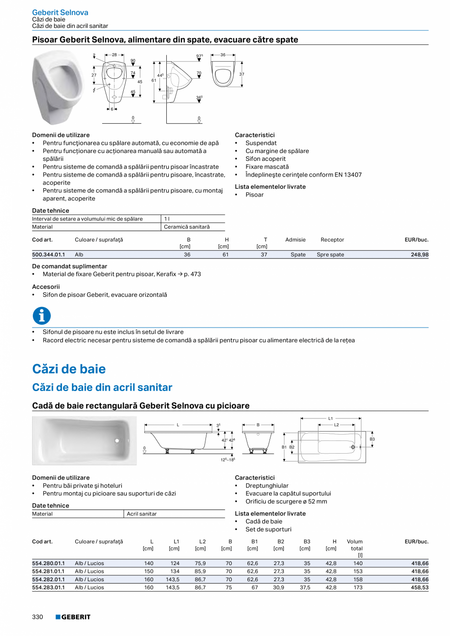 Pagina 329-Catalog GEBERIT - Colectii 2022-2023  Catalog, brosura Romana ry / Melamină structură lemn
Mâner:...