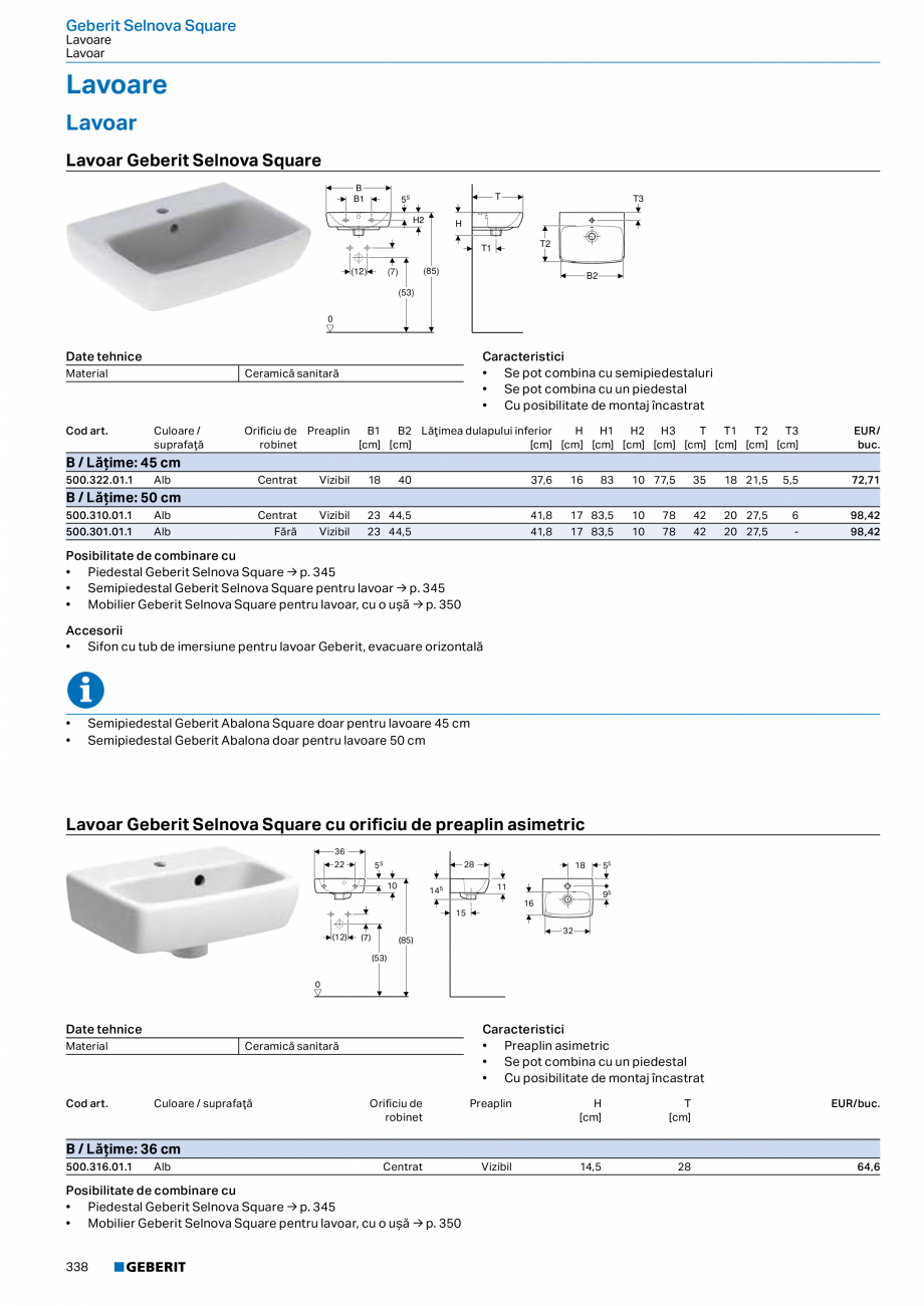 Pagina 337-Catalog GEBERIT - Colectii 2022-2023  Catalog, brosura Romana  alb / vopsit în câmp electrostatic ...