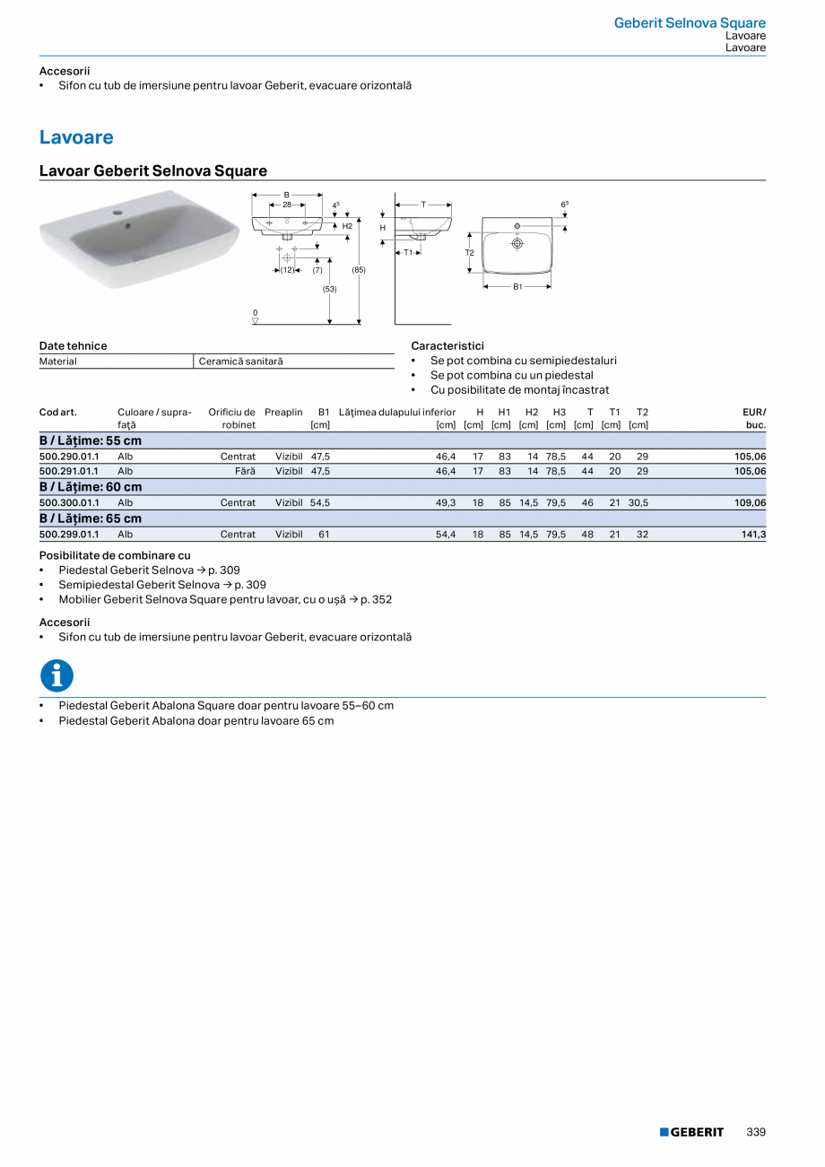 Pagina 338-Catalog GEBERIT - Colectii 2022-2023  Catalog, brosura Romana  → p. 298
• Dulap cu oglindă...