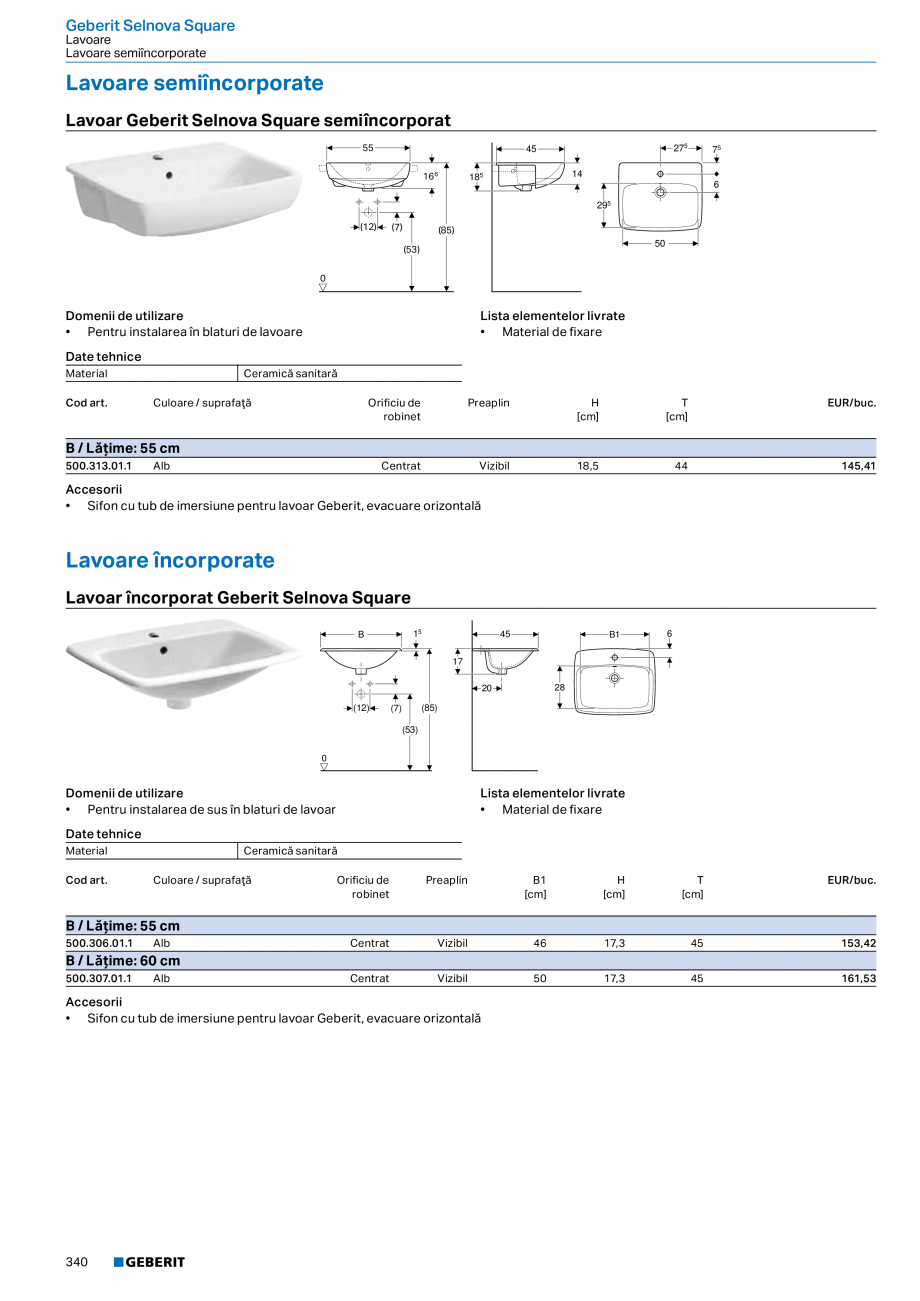 Pagina 339-Catalog GEBERIT - Colectii 2022-2023  Catalog, brosura Romana  Mâner interschimbabil
• Sertar cu ...