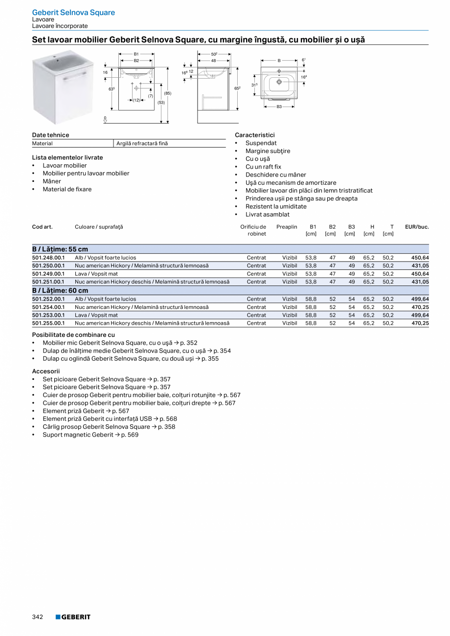 Pagina 341-Catalog GEBERIT - Colectii 2022-2023  Catalog, brosura Romana 40520000, 841520000, 841521000,...
