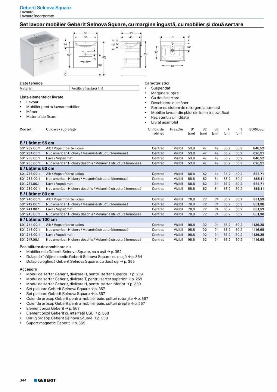 Pagina 343-Catalog GEBERIT - Colectii 2022-2023  Catalog, brosura Romana alt
• 5 rafturi din sticlă
•...