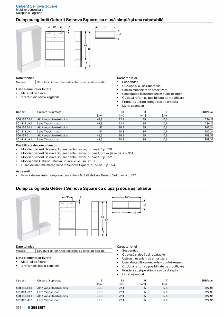 Pagina 355-Catalog GEBERIT - Colectii 2022-2023  Catalog, brosura Romana te de combinare cu
• Mobilier...
