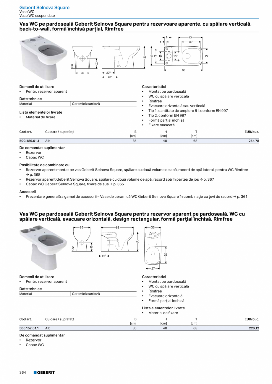 Pagina 363-Catalog GEBERIT - Colectii 2022-2023  Catalog, brosura Romana  cm

Date tehnice
Material
Cod art.
...