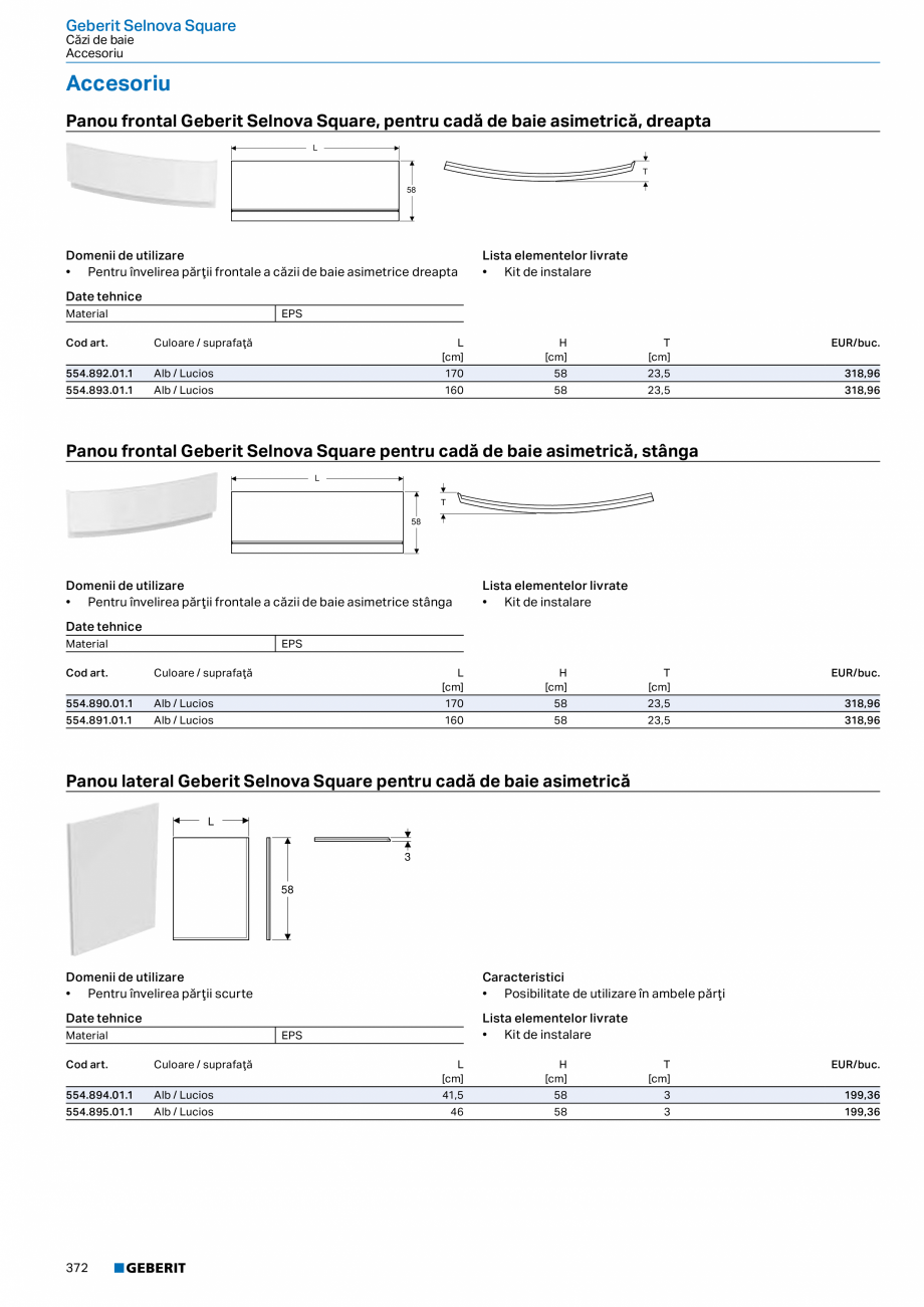 Pagina 371-Catalog GEBERIT - Colectii 2022-2023  Catalog, brosura Romana sibilitate de combinare cu
• Dulap...