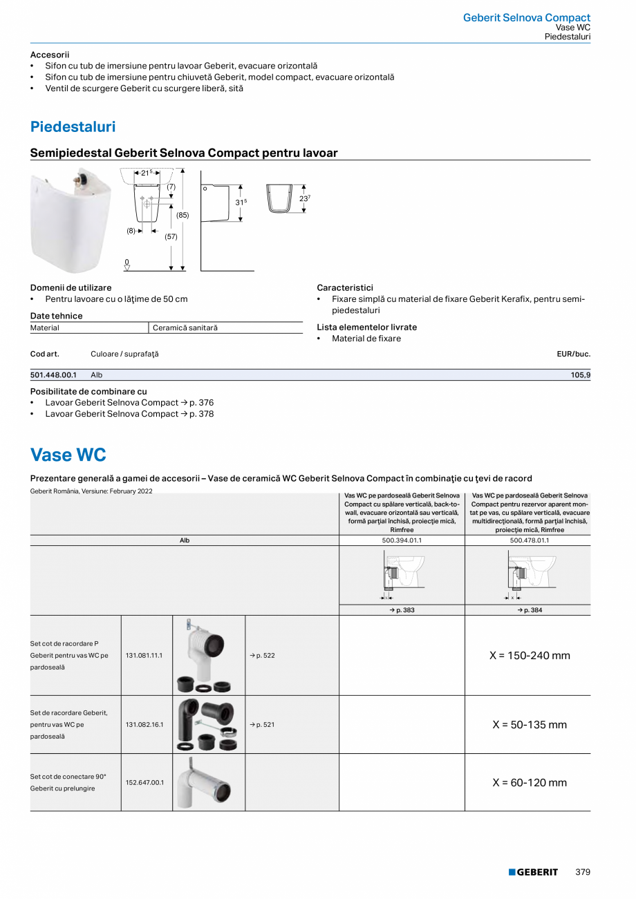 Pagina 378-Catalog GEBERIT - Colectii 2022-2023  Catalog, brosura Romana are
• Prinderea ușii pe stânga sau...