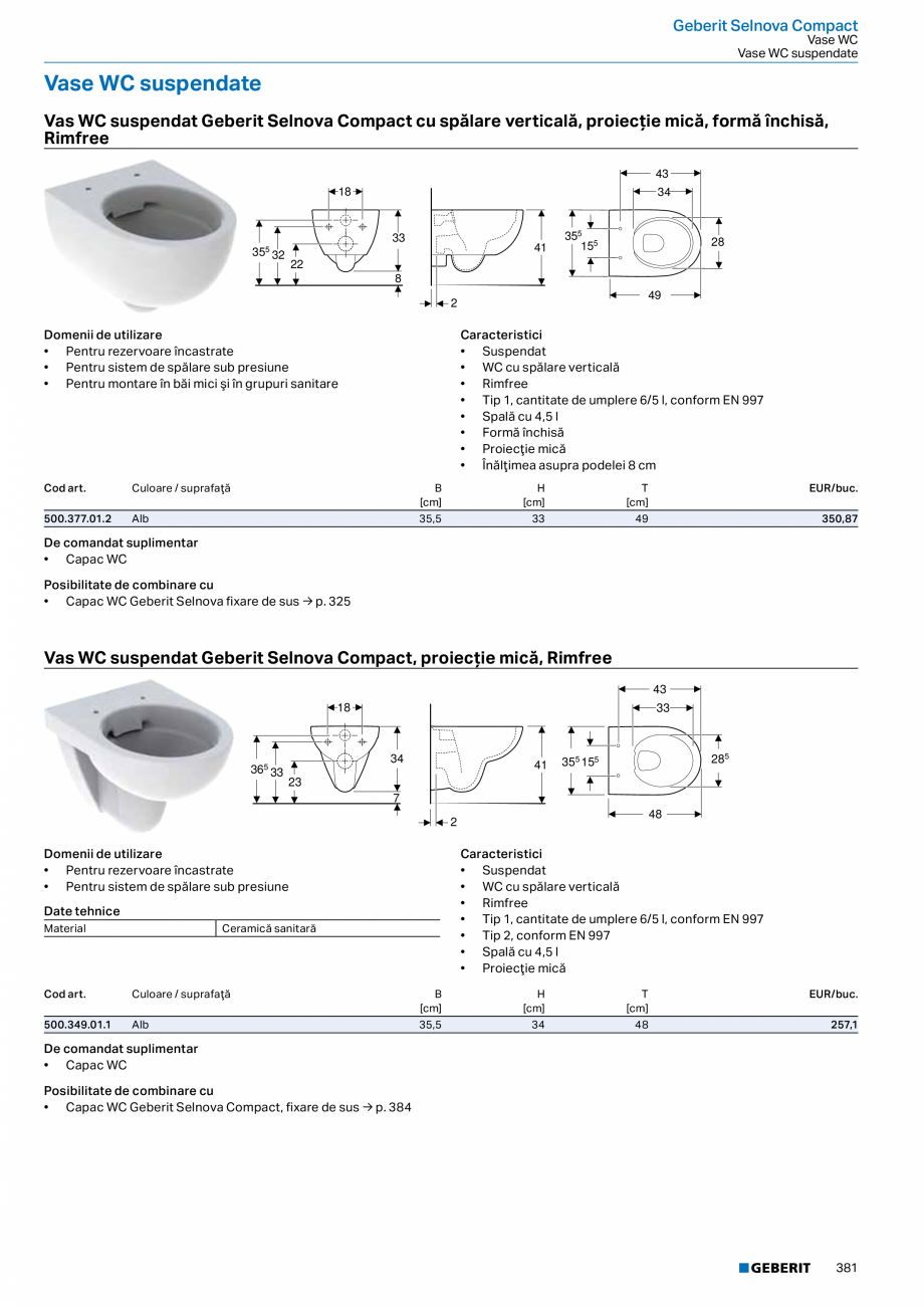 Pagina 380-Catalog GEBERIT - Colectii 2022-2023  Catalog, brosura Romana m de retragere automată
• Rezistent...
